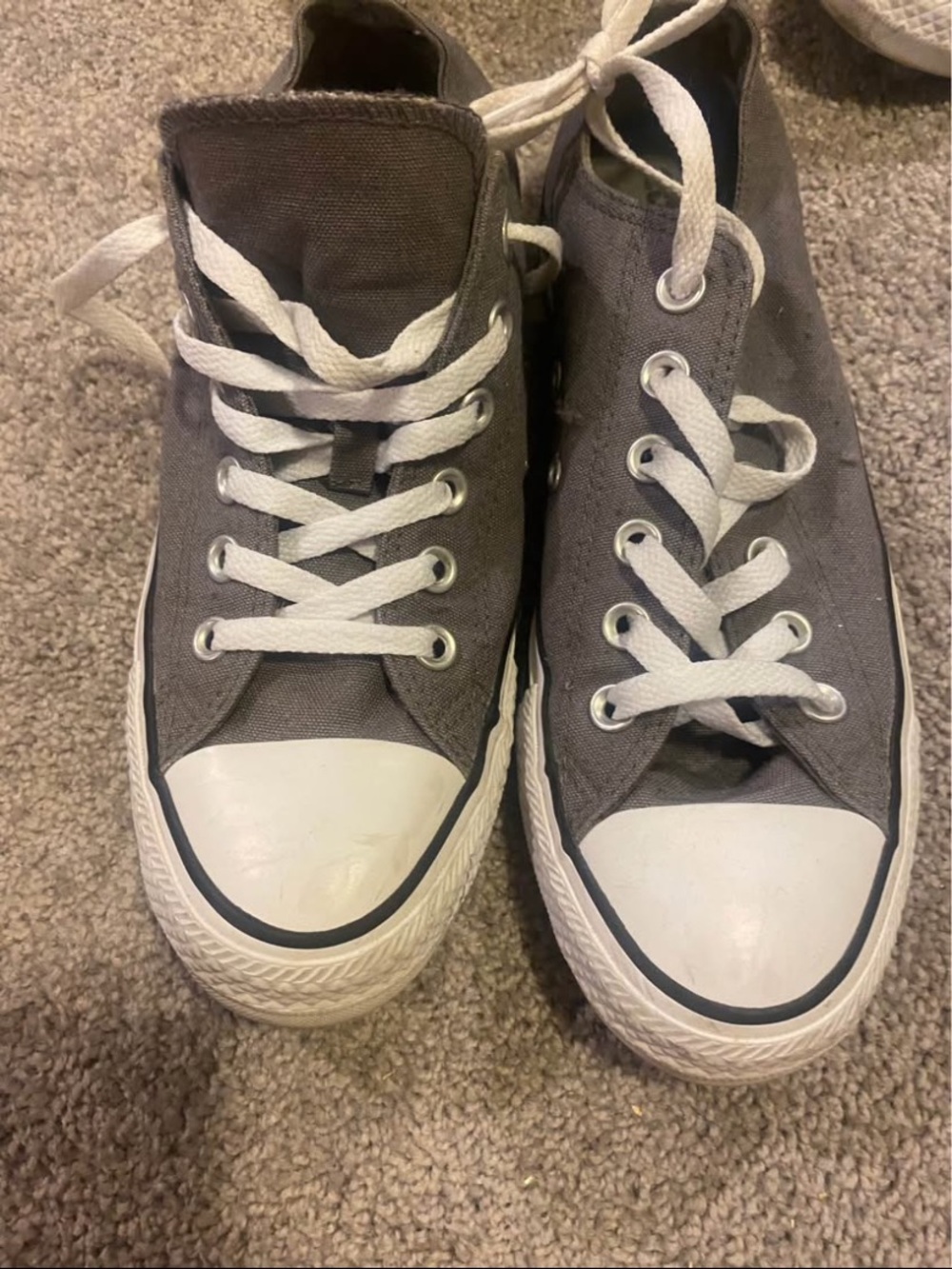 Converse Gray Canvas Low-Top Sneakers with White Toe Caps
